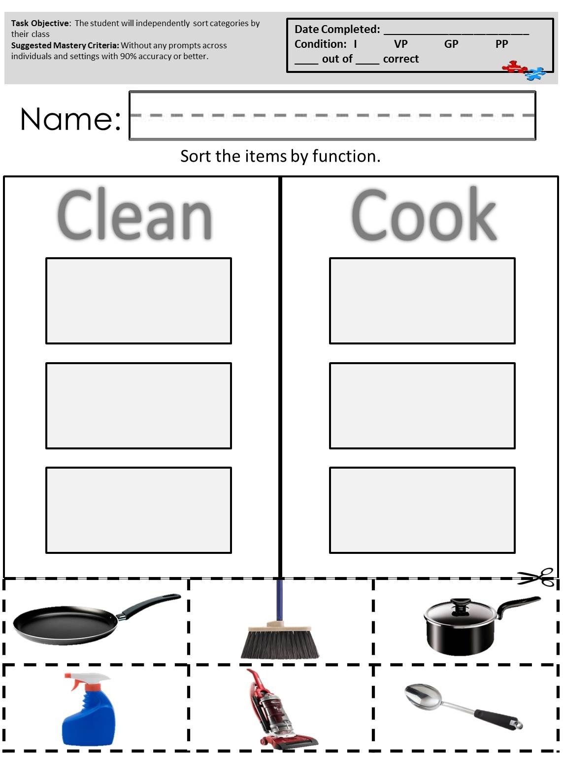 Sort The Itemfunction. Find These And Other Great Free - Free Printable Life Skills Worksheets