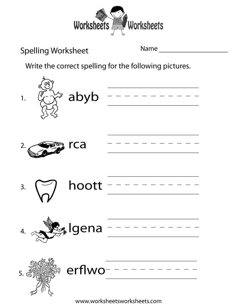 Spelling Test Worksheet - Free Printable Educational Worksheet - Free Printable Spelling Worksheets For Adults