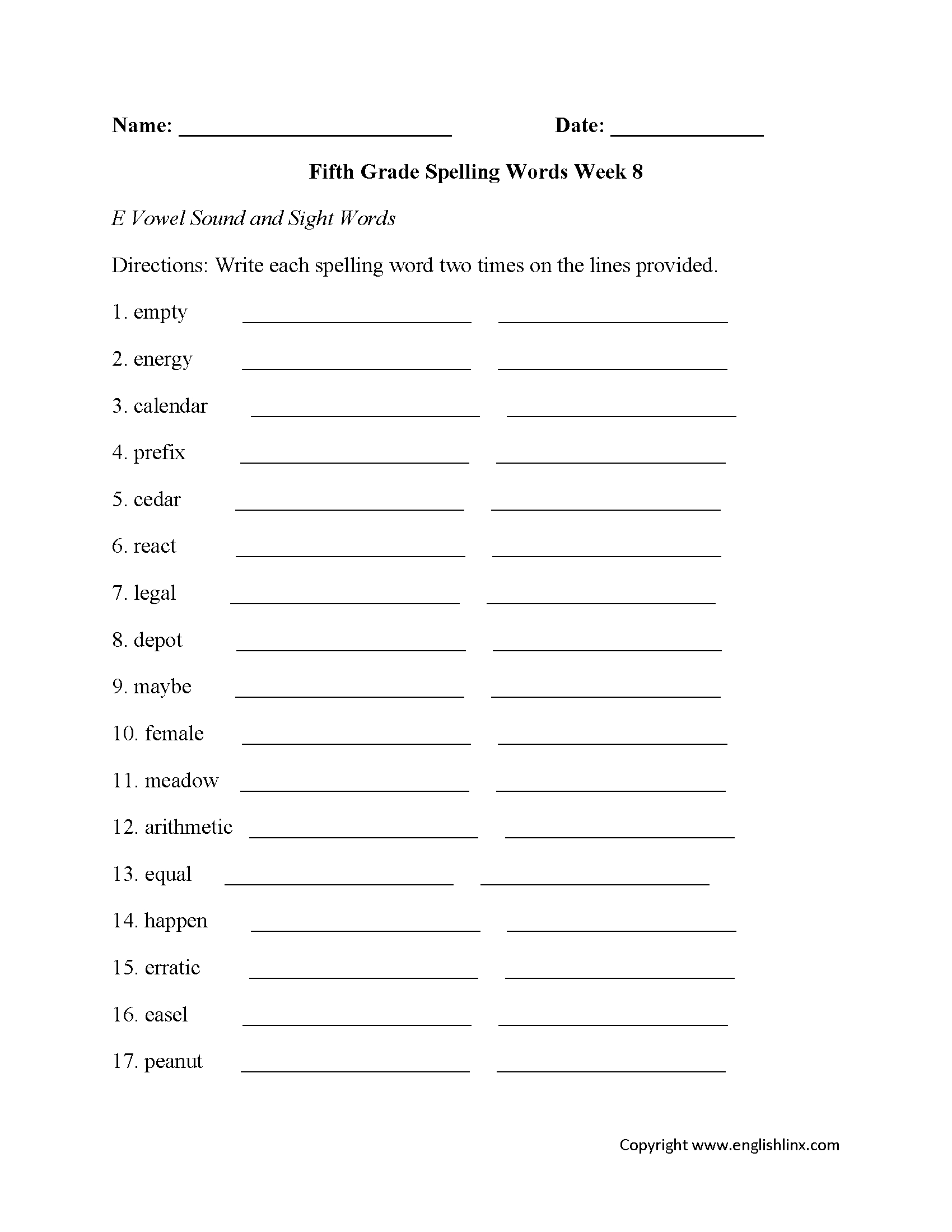 7Th Grade Spelling Worksheets Free Printable Free Printable A To Z
