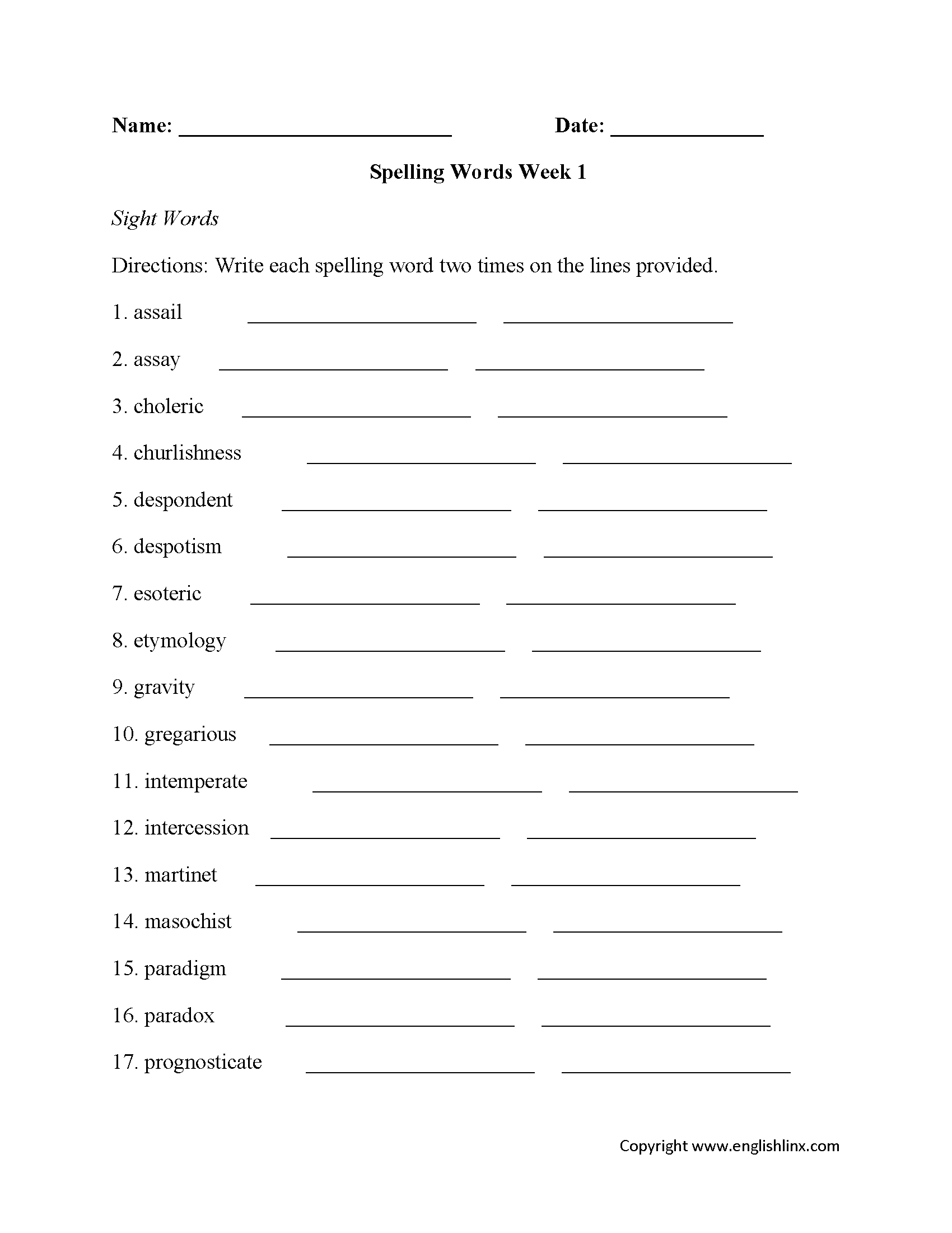 Spelling Worksheets | High School Spelling Worksheets - Free Printable Spelling Worksheets For Adults