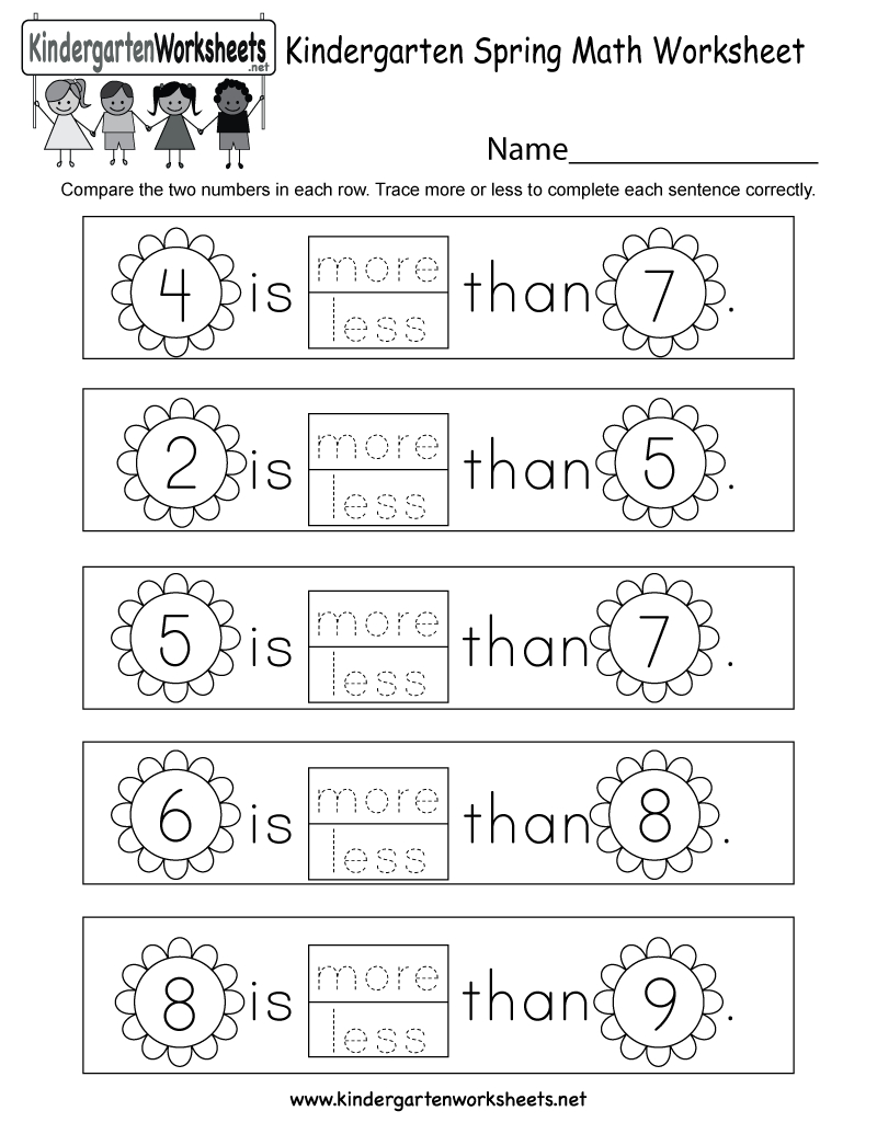 Spring Math Worksheet - Free Kindergarten Seasonal Worksheet For Kids - Free Printable Math Worksheets For Kindergarten
