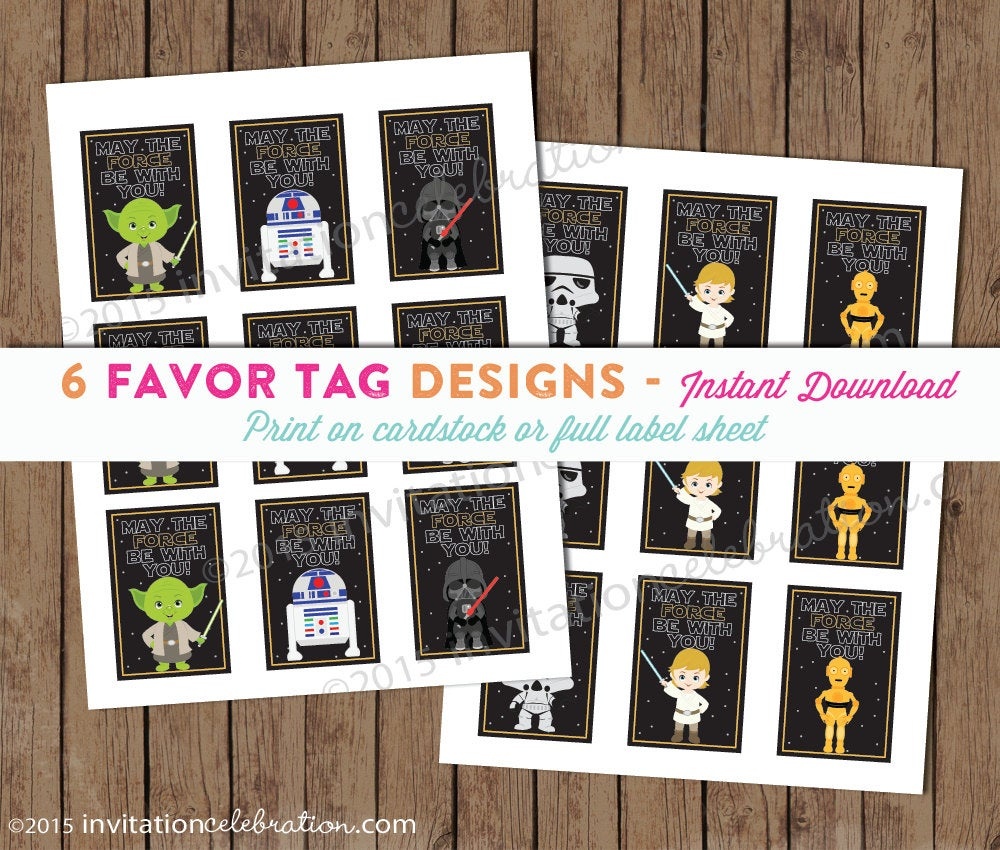 Star Wars Favor Tags Printable Sticker May The Force Be | Etsy - May The Force Be With You Free Printable