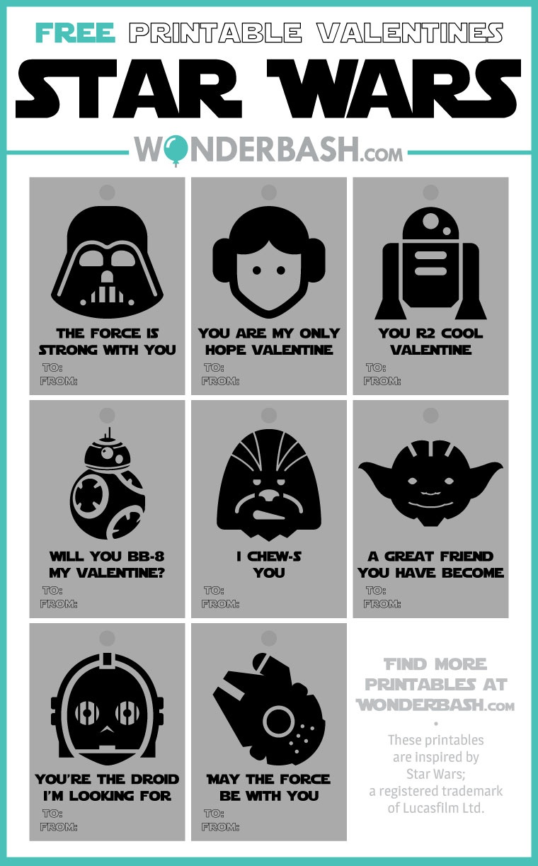 Star Wars Valentines Printables Free Download | Parties Full Of Wonder - May The Force Be With You Free Printable