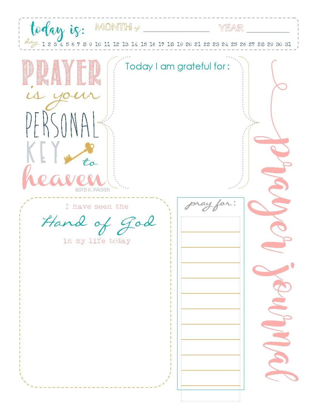 Start A Prayer Journal For More Meaningful Prayers: Free Printables!!! - Free Printable Prayer List