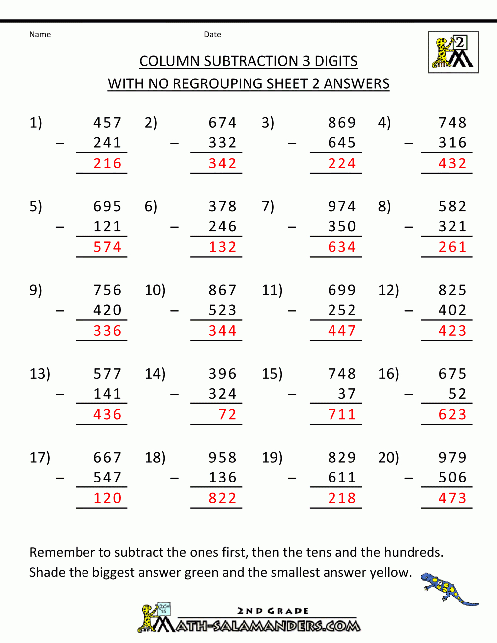 Subtraction With Regrouping Worksheets - Free Printable 3 Digit Subtraction With Regrouping Worksheets