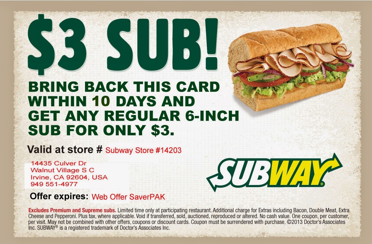 Subway January Deals / Childrens Place Coupon Printable - Free Printable Subway Coupons 2017
