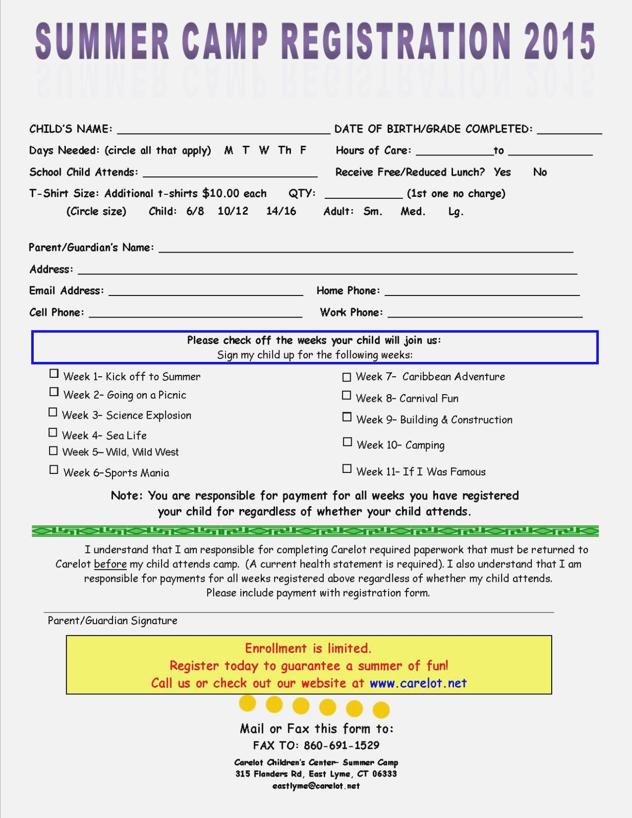 Summer Camp Application Form Sample | Leancy Travel - Free Printable Summer Camp Registration Forms