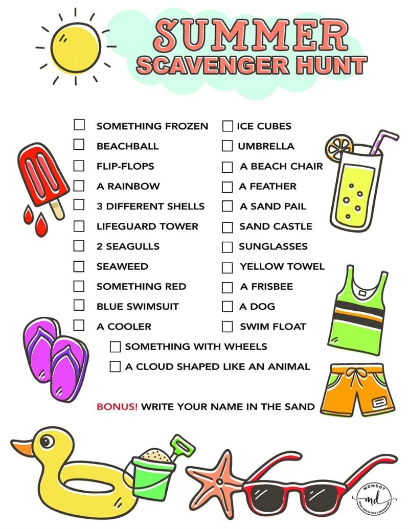 Summer Scavenger Hunt Free Printable For Kids - - Free Printable Treasure Hunt Games