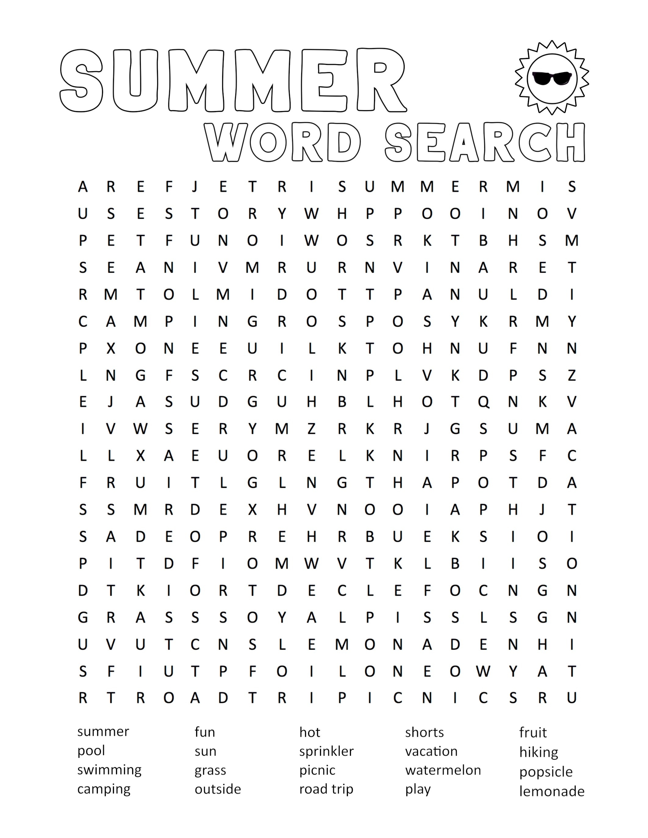 Summer Word Search Printable - Paper Trail Design - Free Printable Word Searches