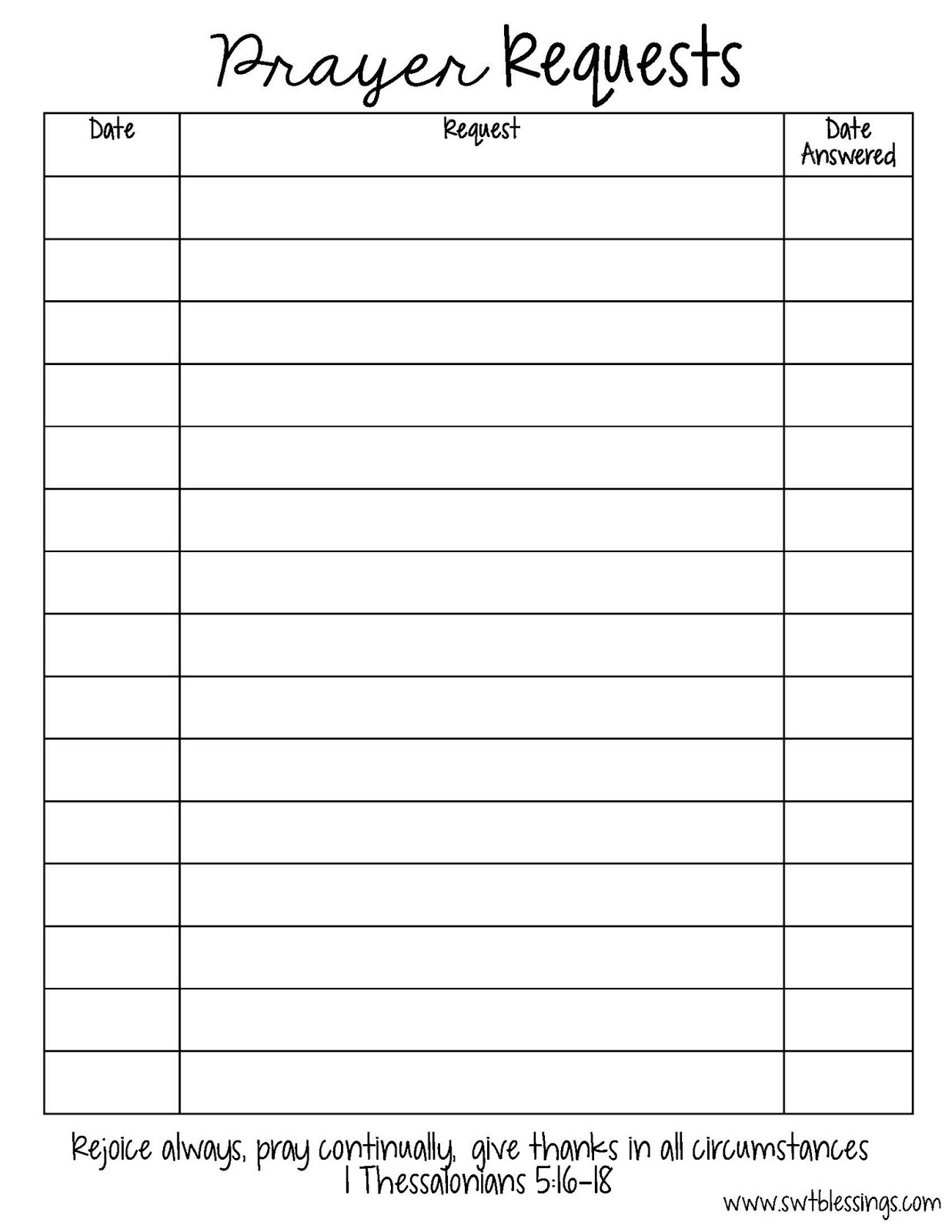 Free Printable Prayer List - Free Printable A To Z