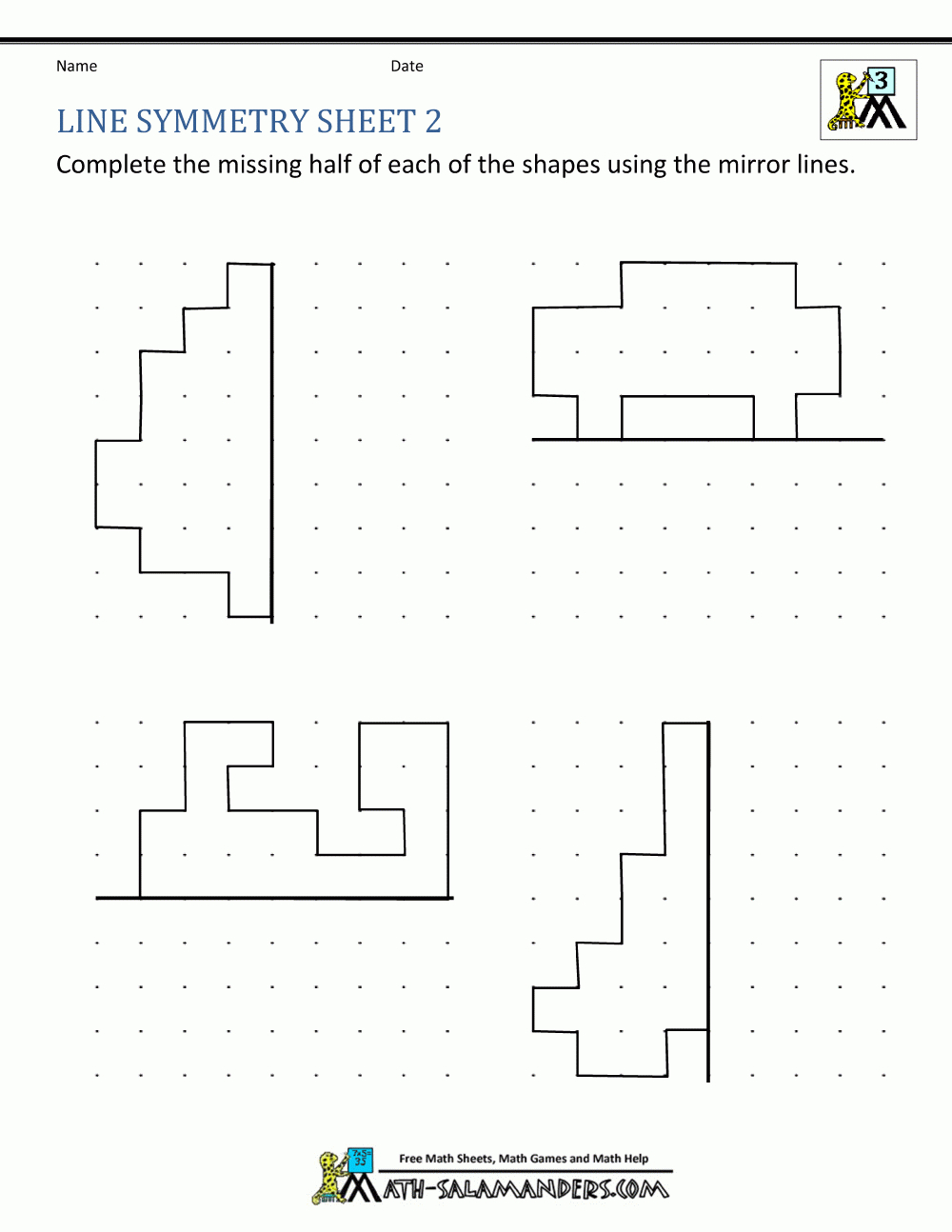 Symmetry Worksheets - Free Printable Mirrored Numbers