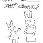 Teacher's Day Coloring Worksheet   Free Kindergarten Holiday   Free Printable Teacher&#039;s Day Greeting Cards