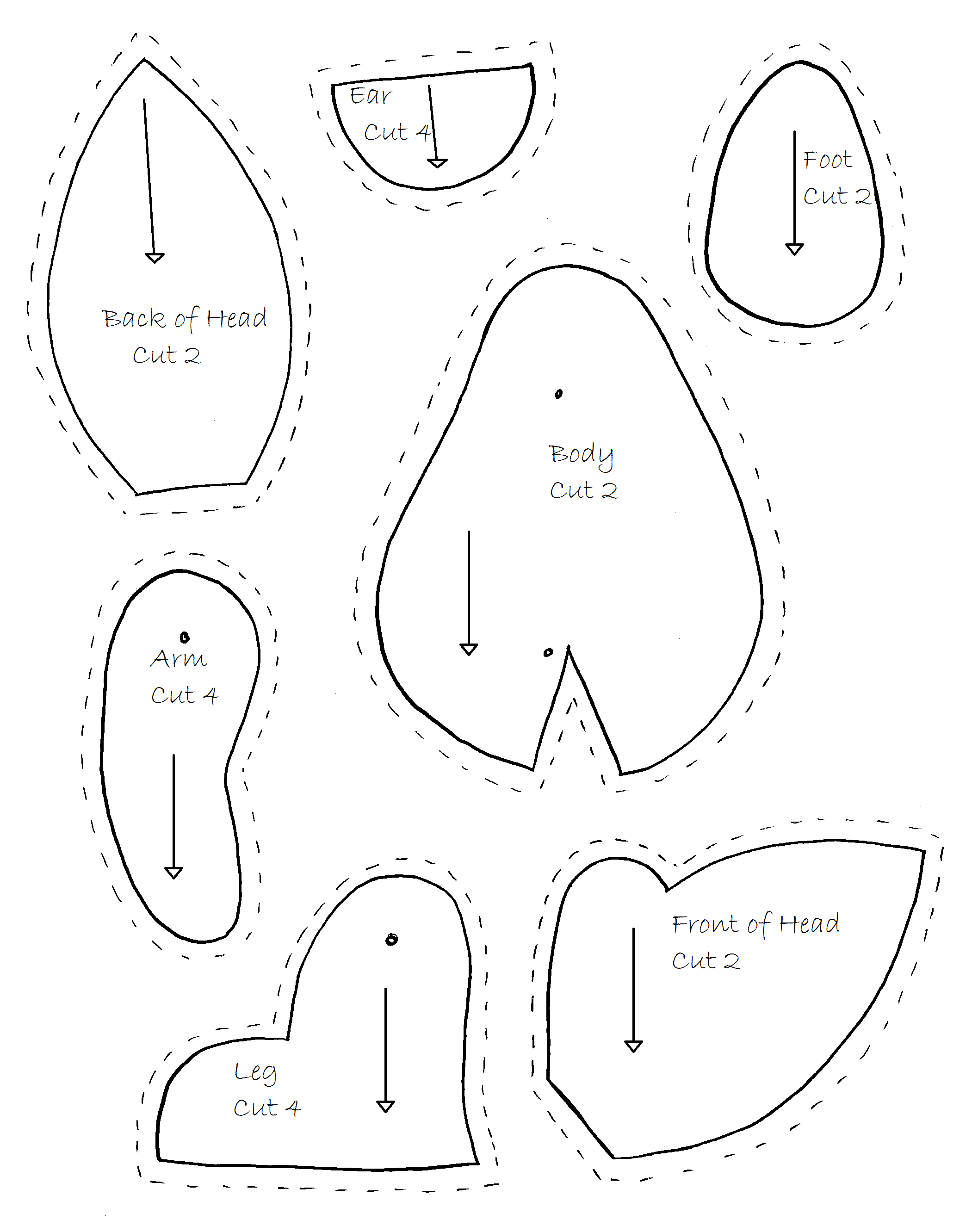 teddy bear pattern made from shirt