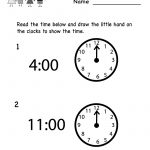 Telling Time Worksheet   Free Kindergarten Math Worksheet For Kids   Free Printable Time Worksheets For Kindergarten