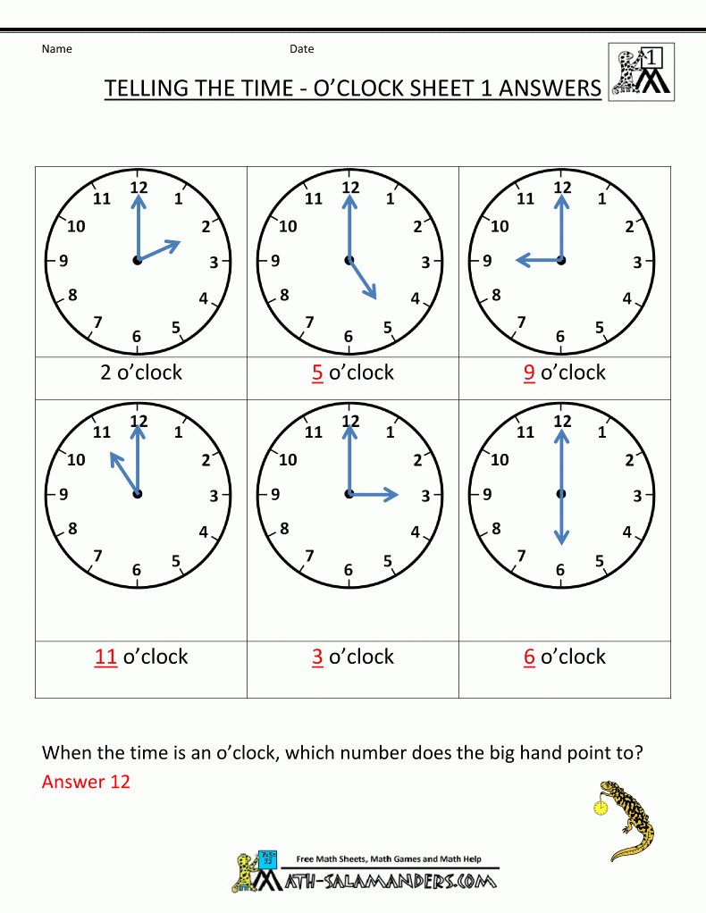 Telling Time Worksheets - O&amp;#039;clock And Half Past - Free Printable Telling Time Worksheets For 1St Grade