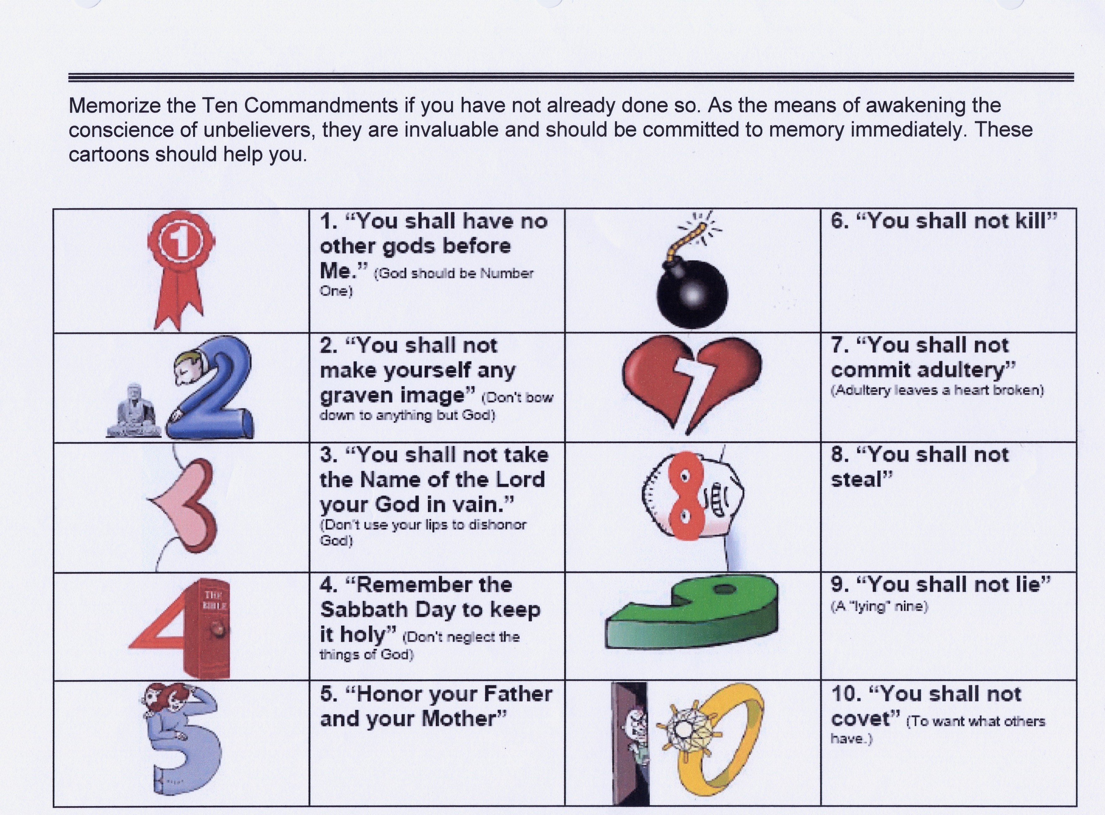 Simple 10 Commandments For Kids Free Print Easy Hand Motions Free 