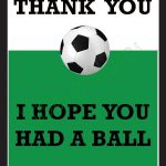Thank You Card For Party Favors   Soccer Themeludesignandideas   Free Printable Soccer Thank You Cards