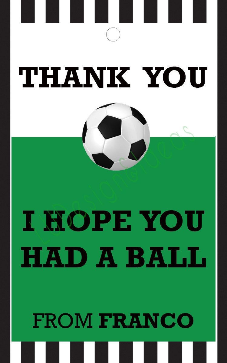 Thank You Card For Party Favors - Soccer Themeludesignandideas - Free Printable Soccer Thank You Cards