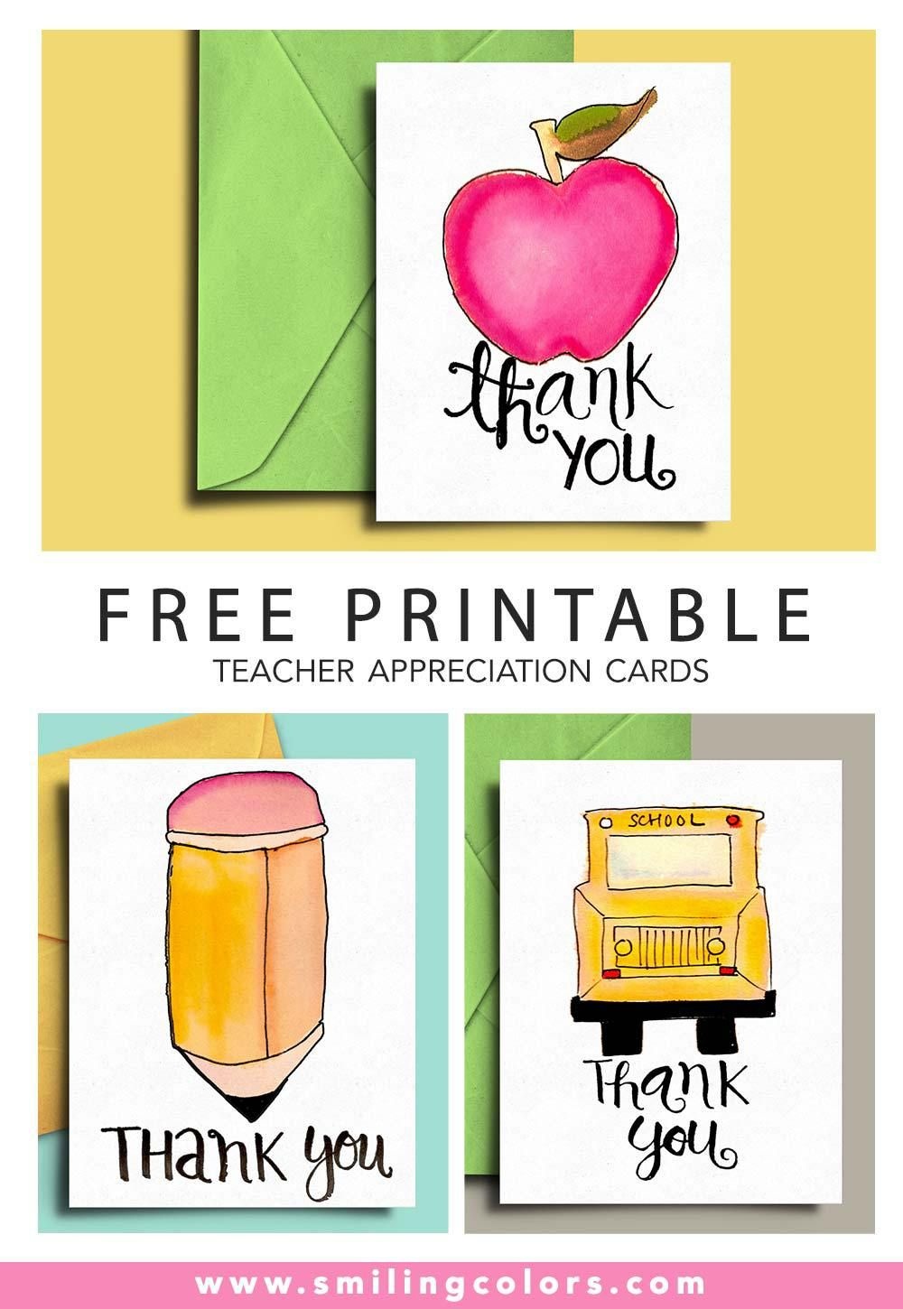 Thank You Card For Teacher And School Bus Driver With Free - Free Printable Teacher Appreciation Cards To Color