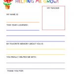Thank You Letter To Teacher From Student   Free Printable Template   Free Printable Teacher Notes To Parents