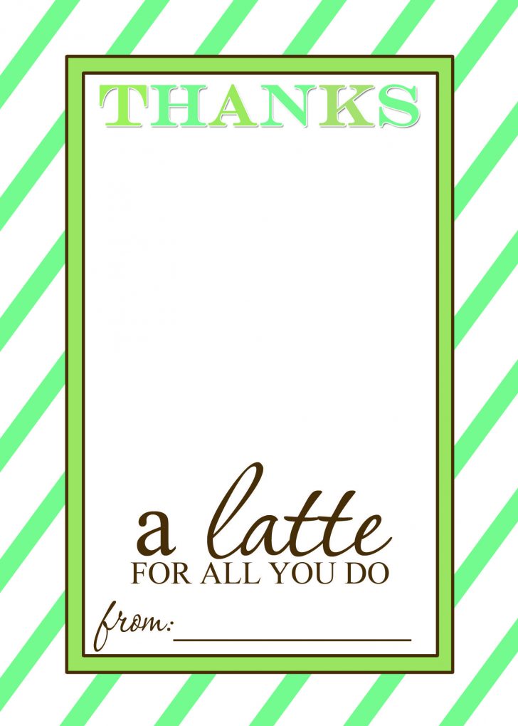 Thanks A Latte Free Printable Card