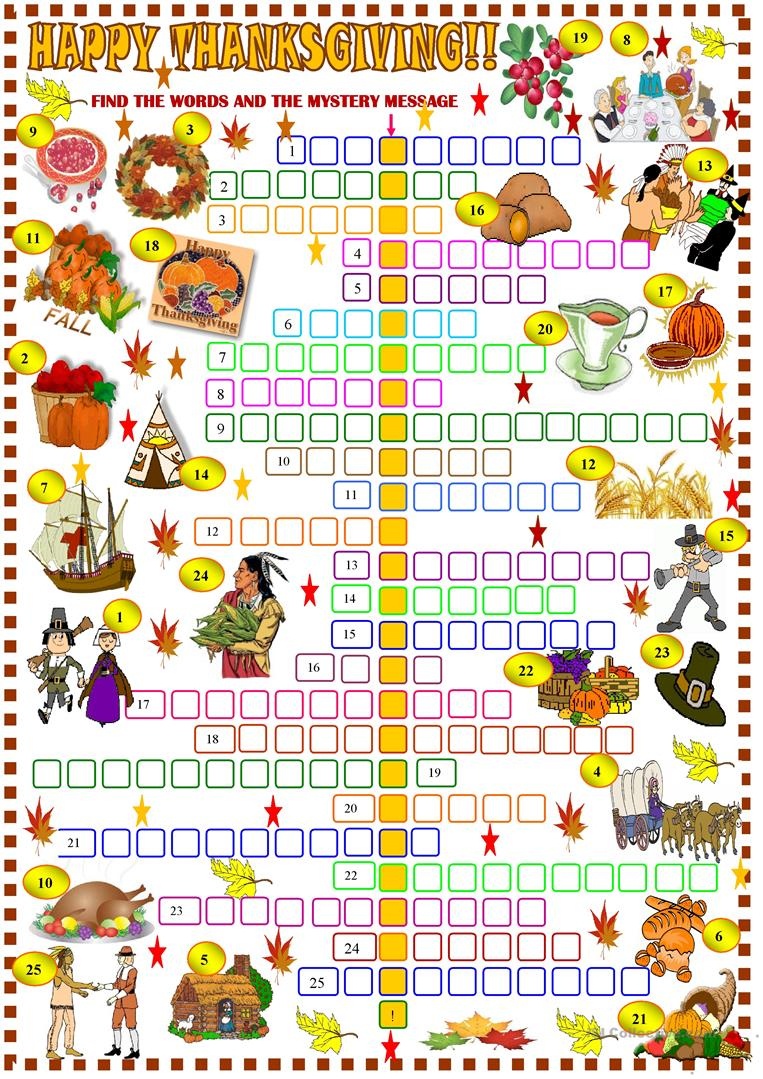 Free Printable Thanksgiving Crossword Puzzles Printable World Holiday