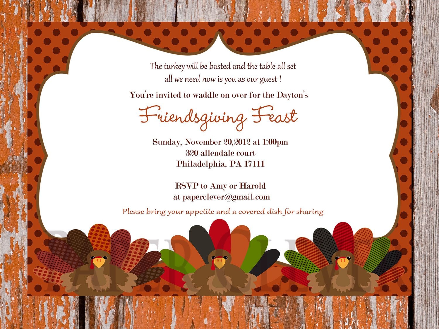 Thanksgiving Invitation Free Template