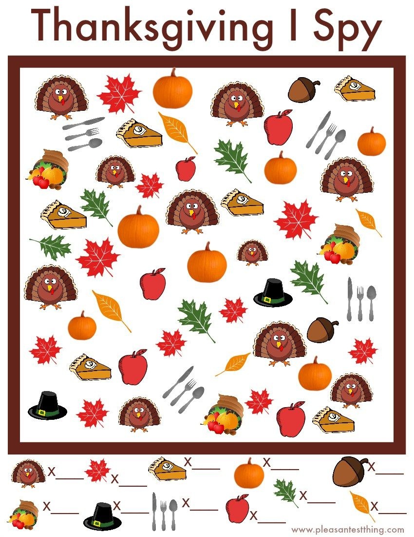 Thanksgiving I Spy Game - Free Printable | Thanksgivingpilgrams - Thanksgiving Games Printable Free