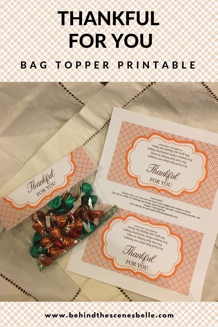 Thanksgiving Treats For Classmates And Teachers | Best Of Behind The - Free Printable Thanksgiving Treat Bag Toppers