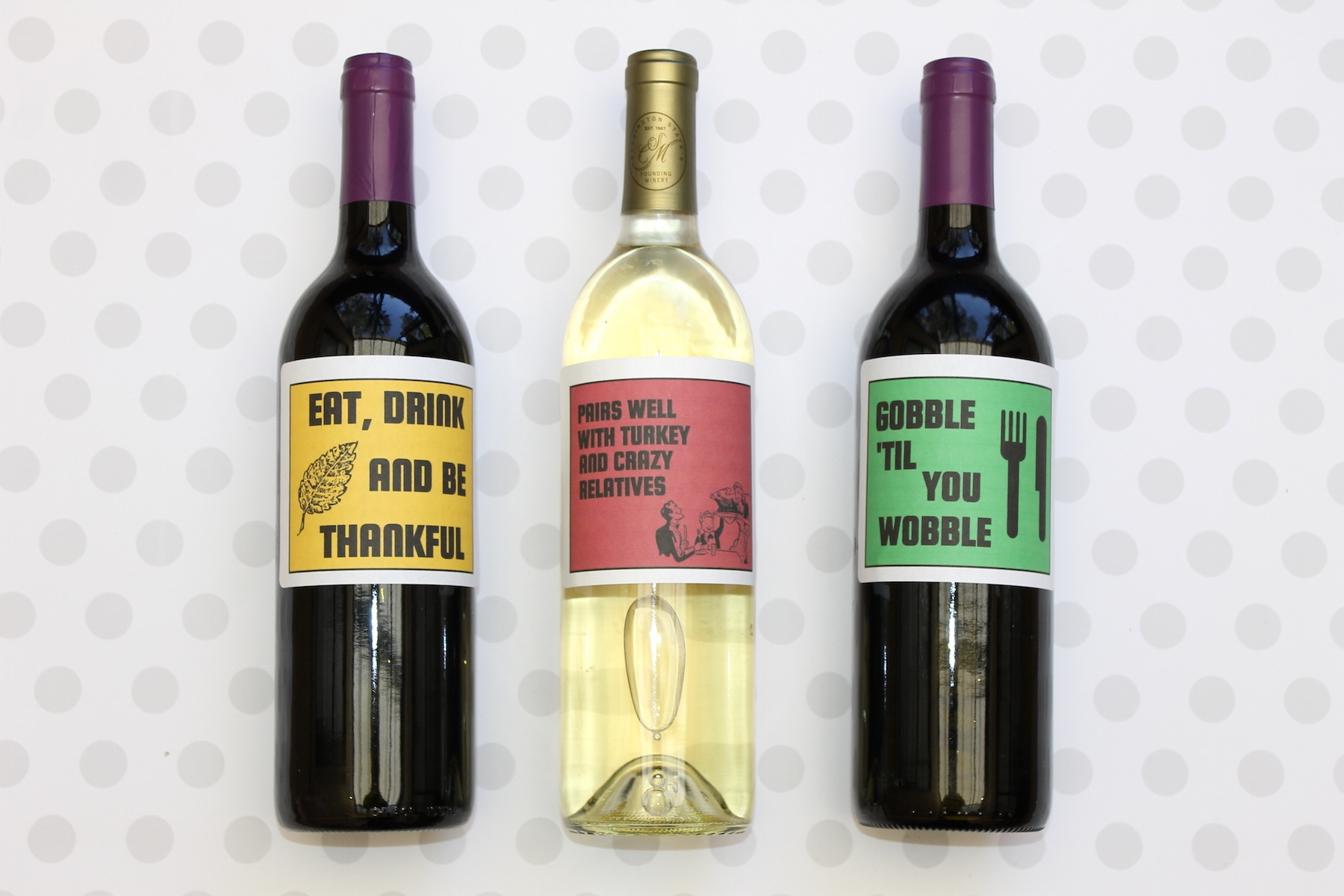 Thanksgiving Wine Labels + Free Printables - Free Printable Wine Labels