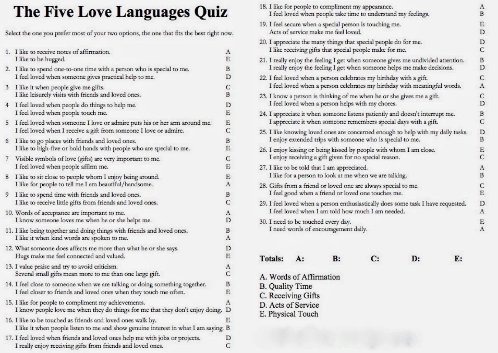 The 5 Love Languages Quiz | Me | 5 Love Languages, Love Language - Free Printable Love Language Quiz