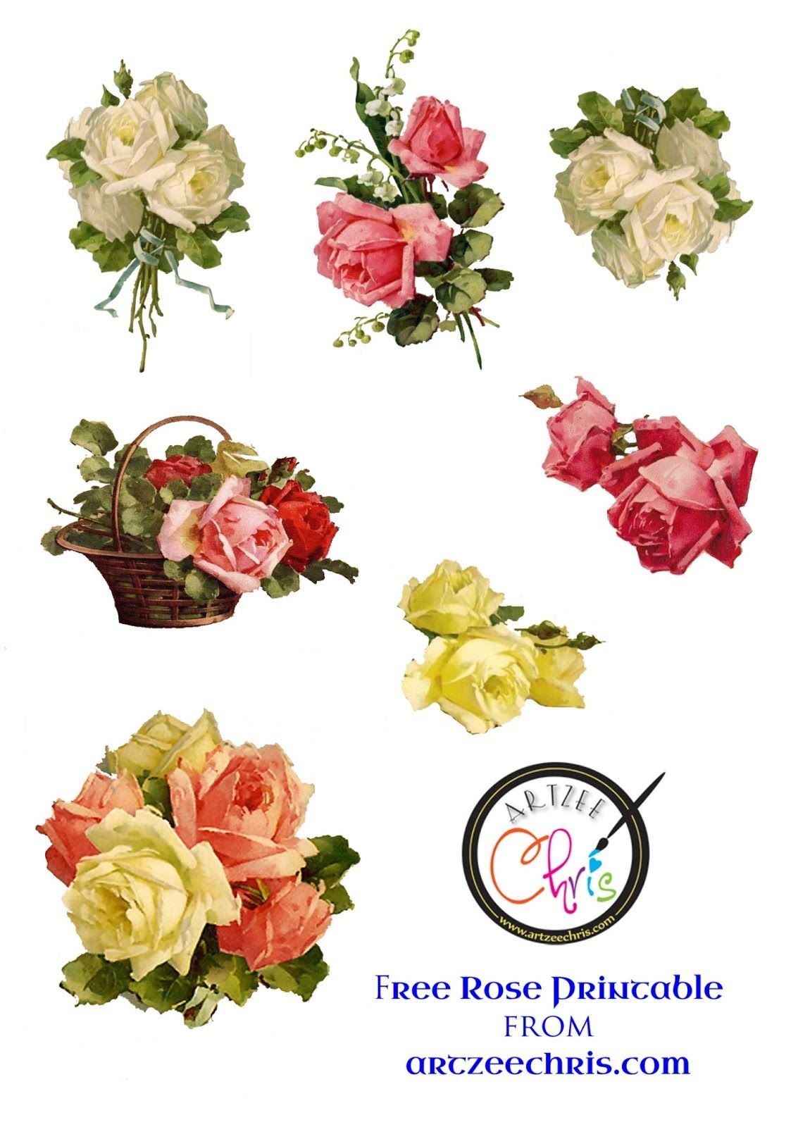 The Artzee Blog: Free Vintage Victorian Roses Printable | Free - Free Printable Decoupage Flowers
