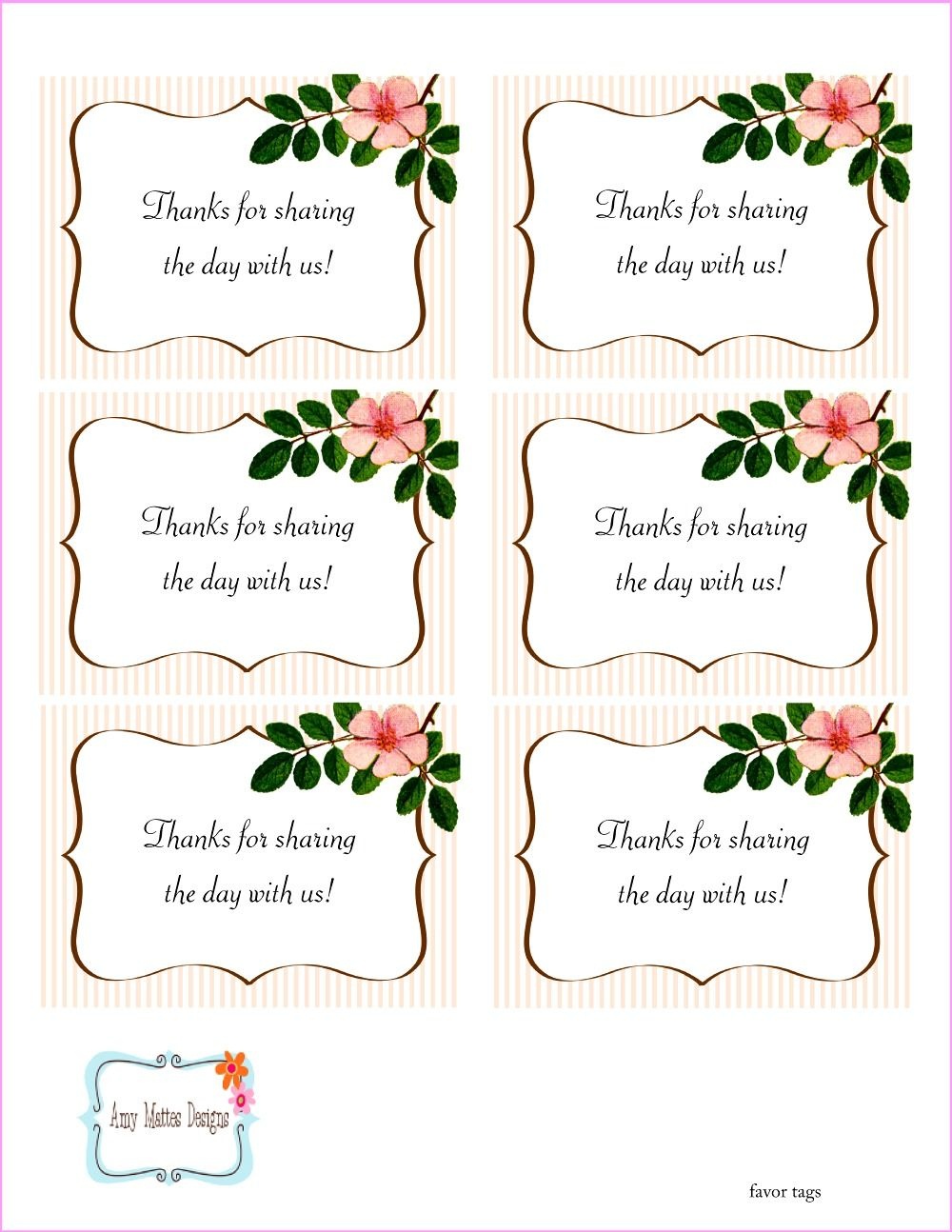 The Beautiful Wedding Favor Tags As Our Identity: Free Printable - Free Printable Wedding Thank You Tags