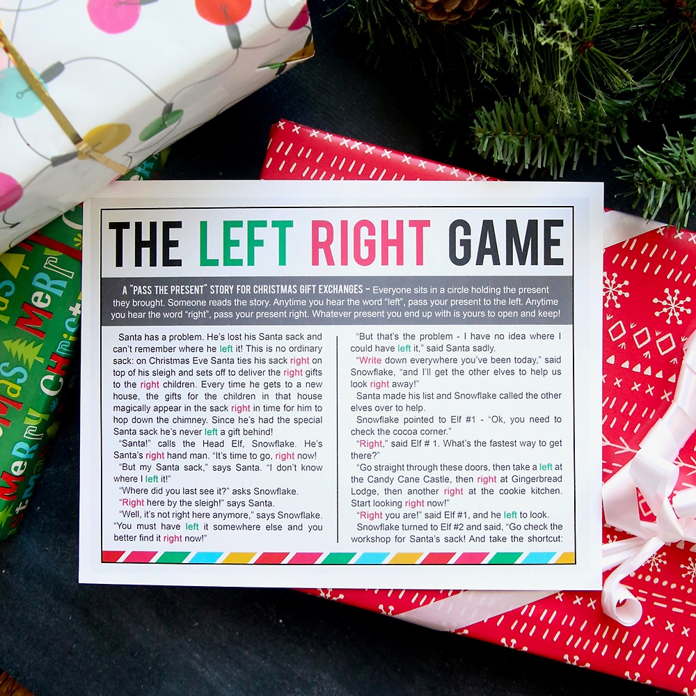 The Christmas Left Right Game (W/printable Story) - It&amp;#039;s Always Autumn - Free Printable Women&amp;amp;#039;s Party Games