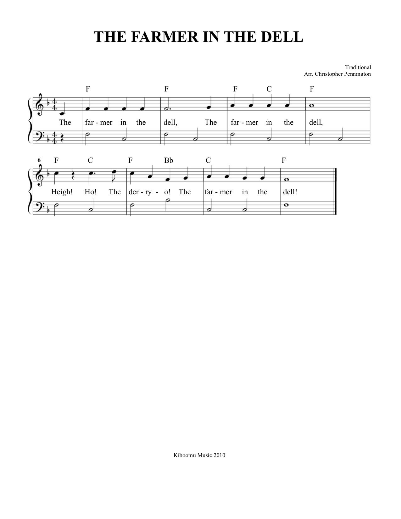 The Farmer In The Dell Sheet Music | Music To Sleep To | Music - Free Printable Sheet Music Lyrics