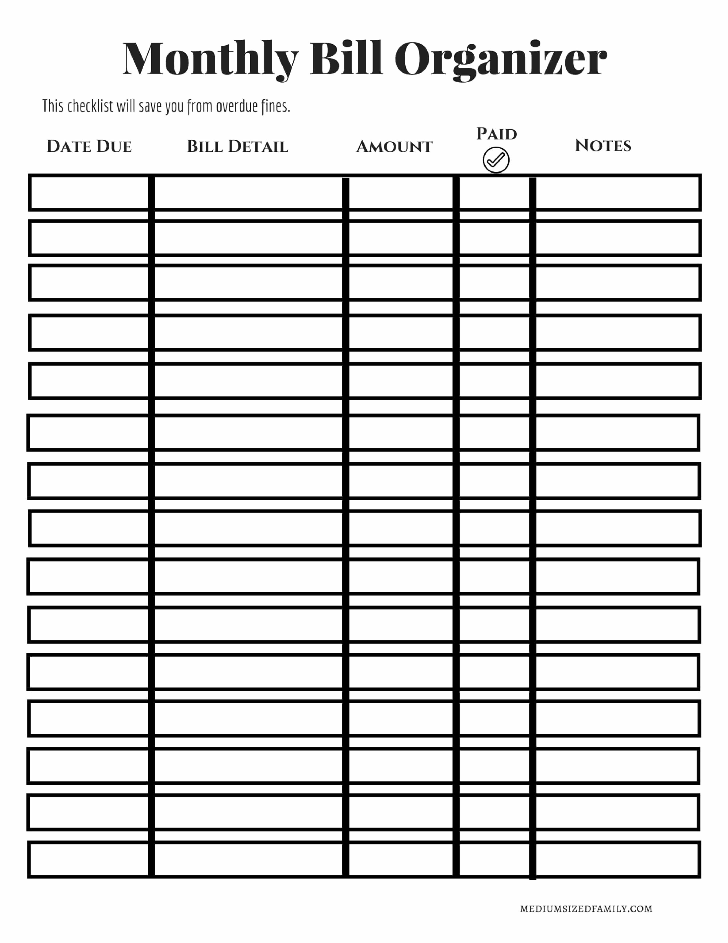 The Free Monthly Bill Organizer That Will Line Up Your Cash | Amor - Free Printable Weekly Bill Organizer