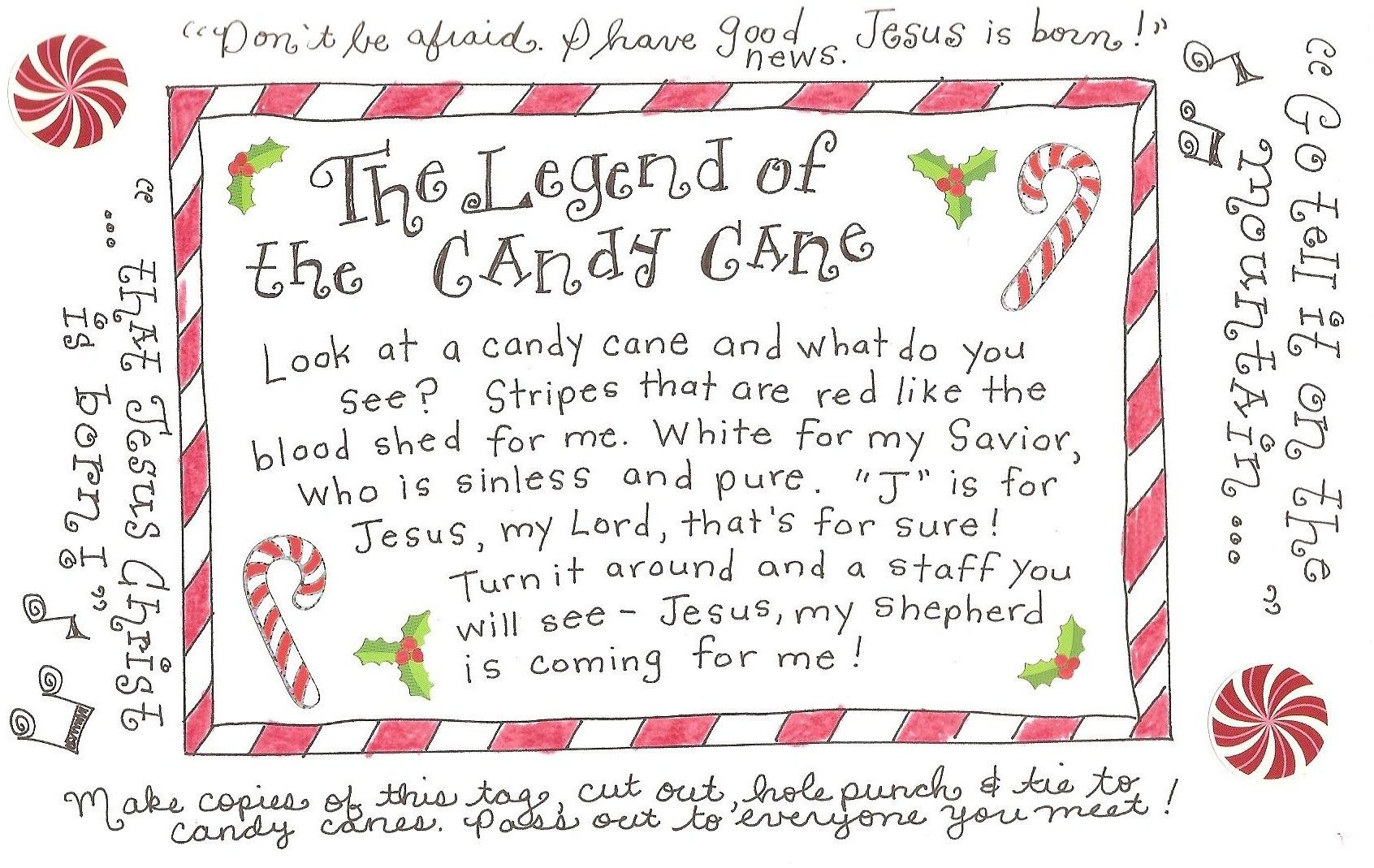 The Legend Of The Candy Cane - Free Printable Tag | Homeschool - Free Printable Candy Cane Poem