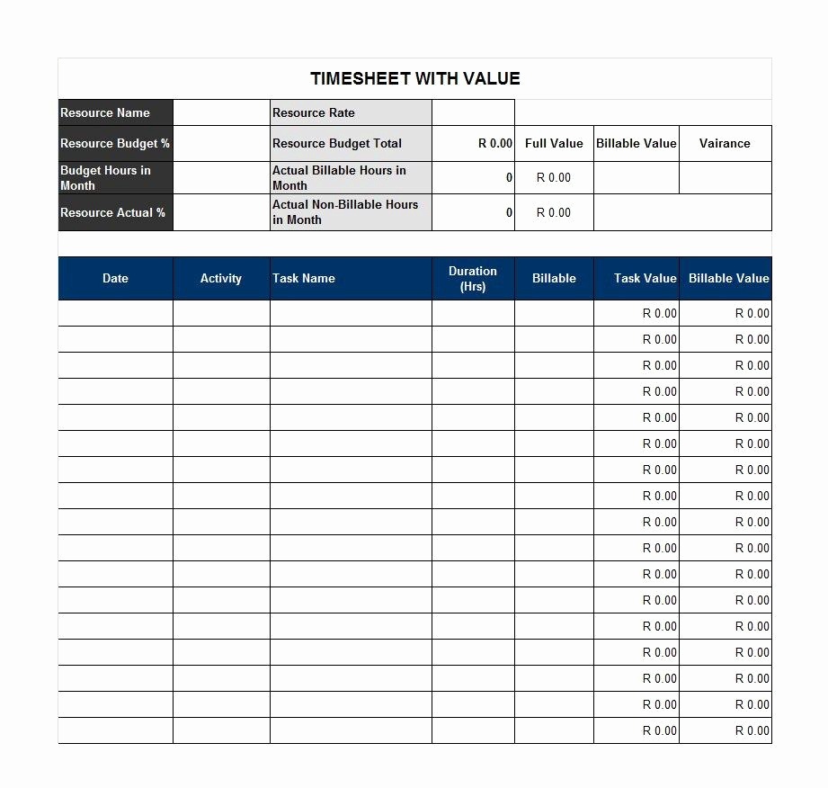 Time Tracking Sheet Printable