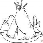 Tipi (Teepee) And Cactus Coloring Page | Free Printable Coloring Pages   Free Printable Teepee