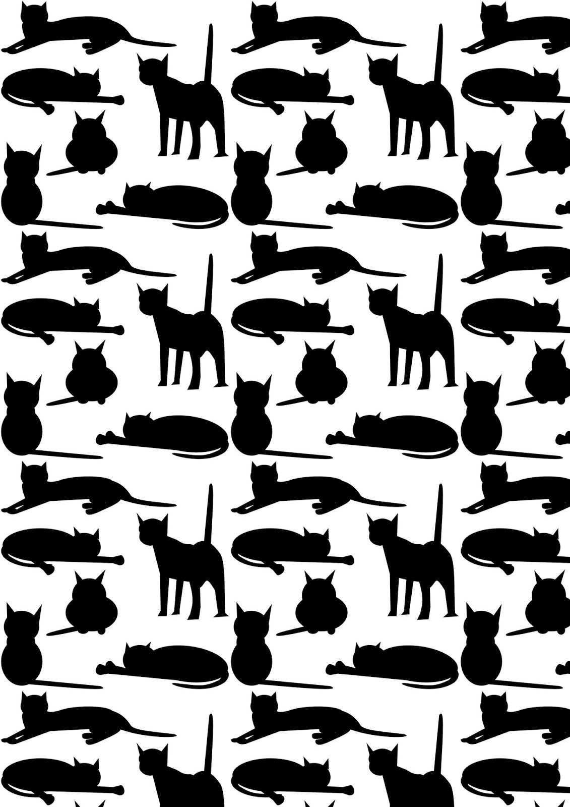 Today I Created Another Free Printable Cat Pattern Paper For You - Free Printable Cat Silhouette
