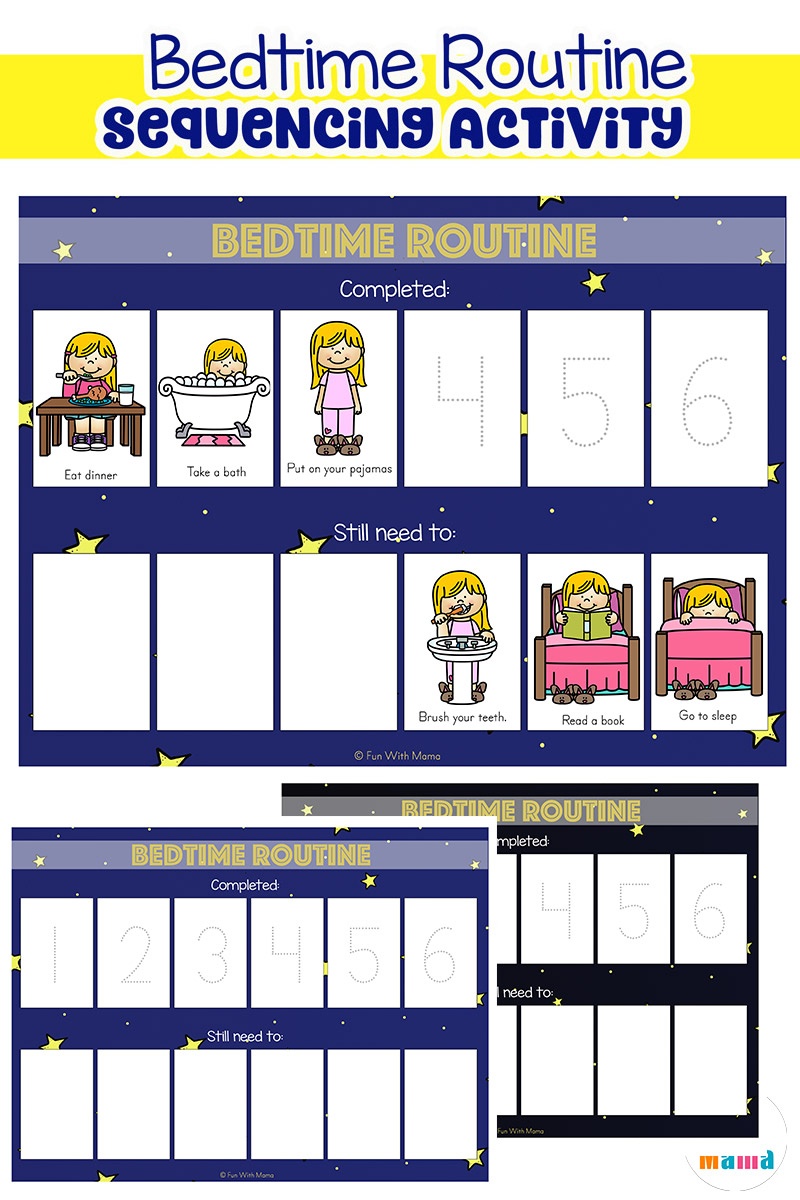 Toddler Bedtime Routine Chart Sequencing Activity - Fun With Mama - Free Printable Bedtime Routine Chart