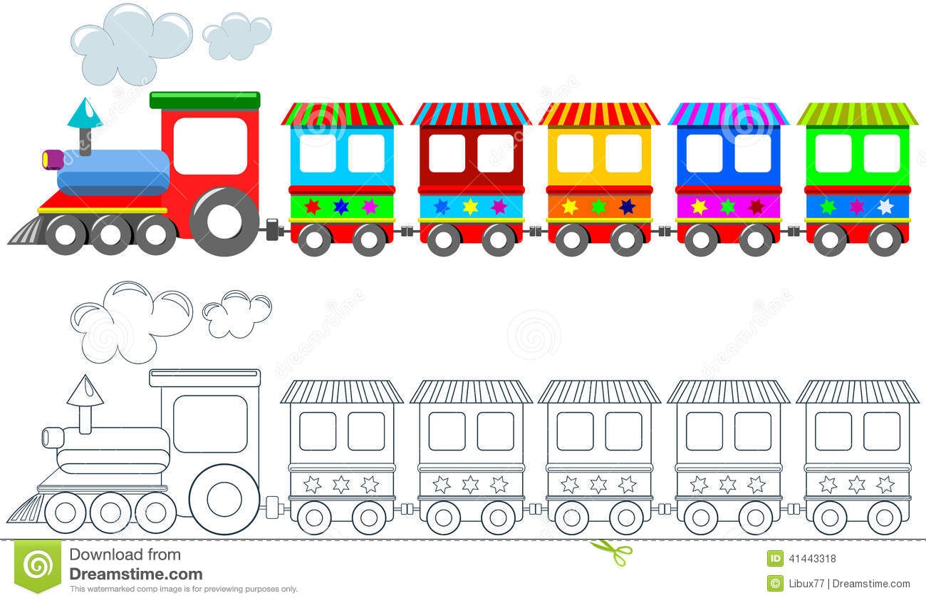 Toy Colorful Train Coloring Page Isolated Stock Vector - Free Printable Train Pictures