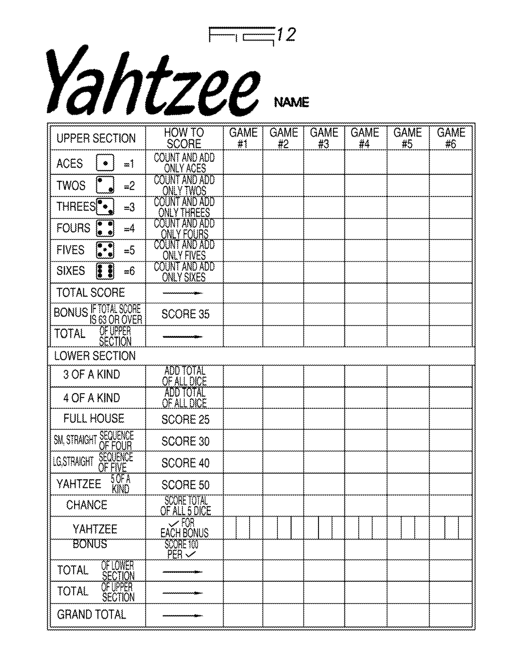 Yahtzee Score Card Free Printable Yahtzee Score Sheets Free Printable A To Z