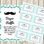 Turquoise Mustache Baby Shower Diaper Raffle Ticket Cards And Sign   Free Printable Bridal Shower Raffle Tickets