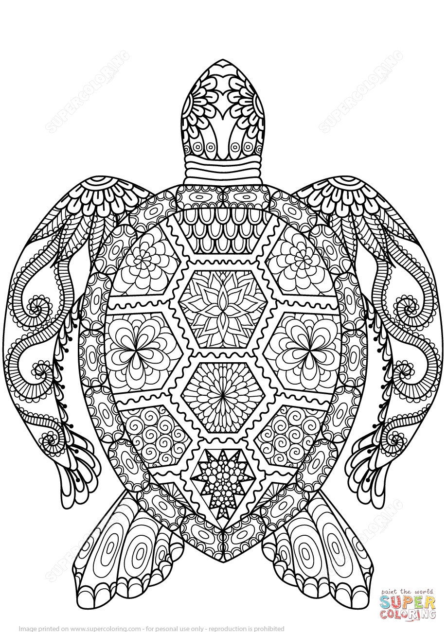 Turtle Zentangle Coloring Page | Free Printable Coloring Pages - Free Printable Zen Coloring Pages