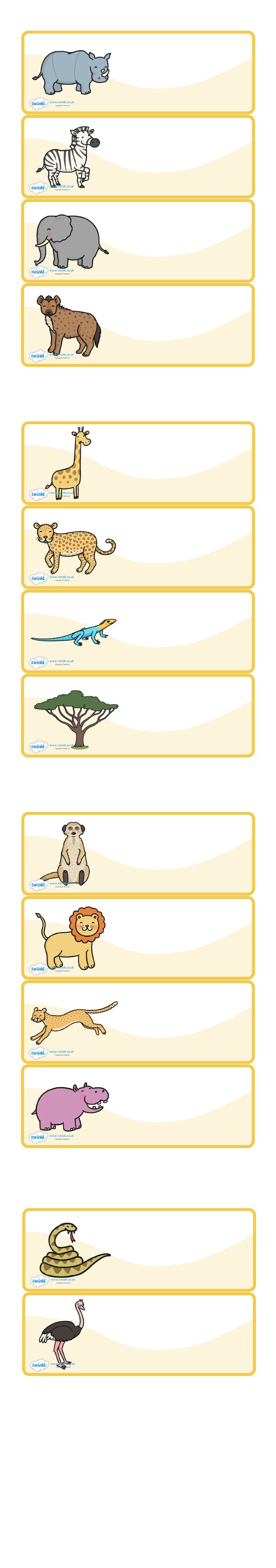 Twinkl Resources &amp;gt;&amp;gt; Editable Peg Drawer Labels Safari Animals - Free Printable Classroom Tray Labels
