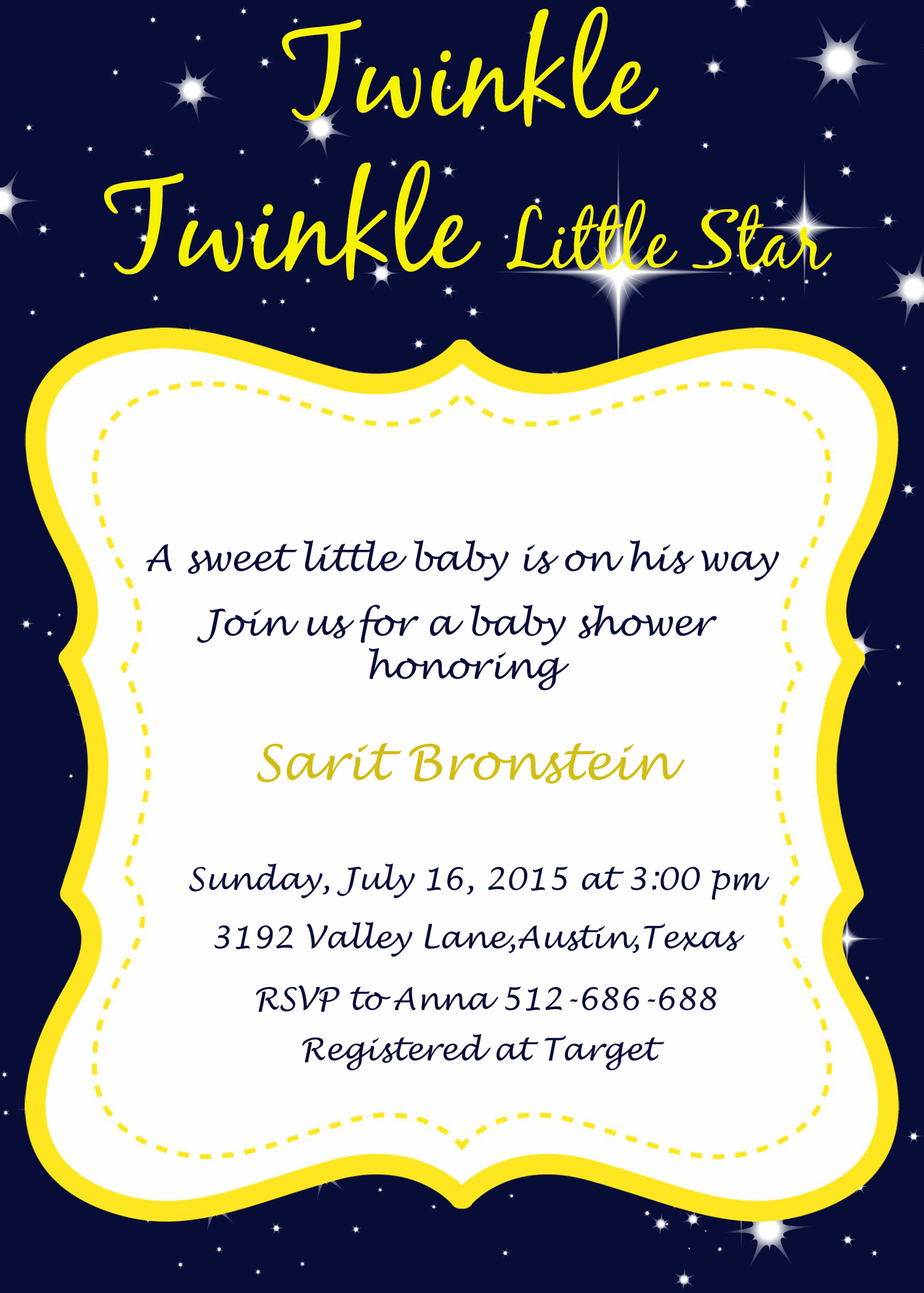 Twinkle Twinkle Baby Shower Ideas - My Practical Baby Shower Guide - Free Printable Twinkle Twinkle Little Star Baby Shower Invitations