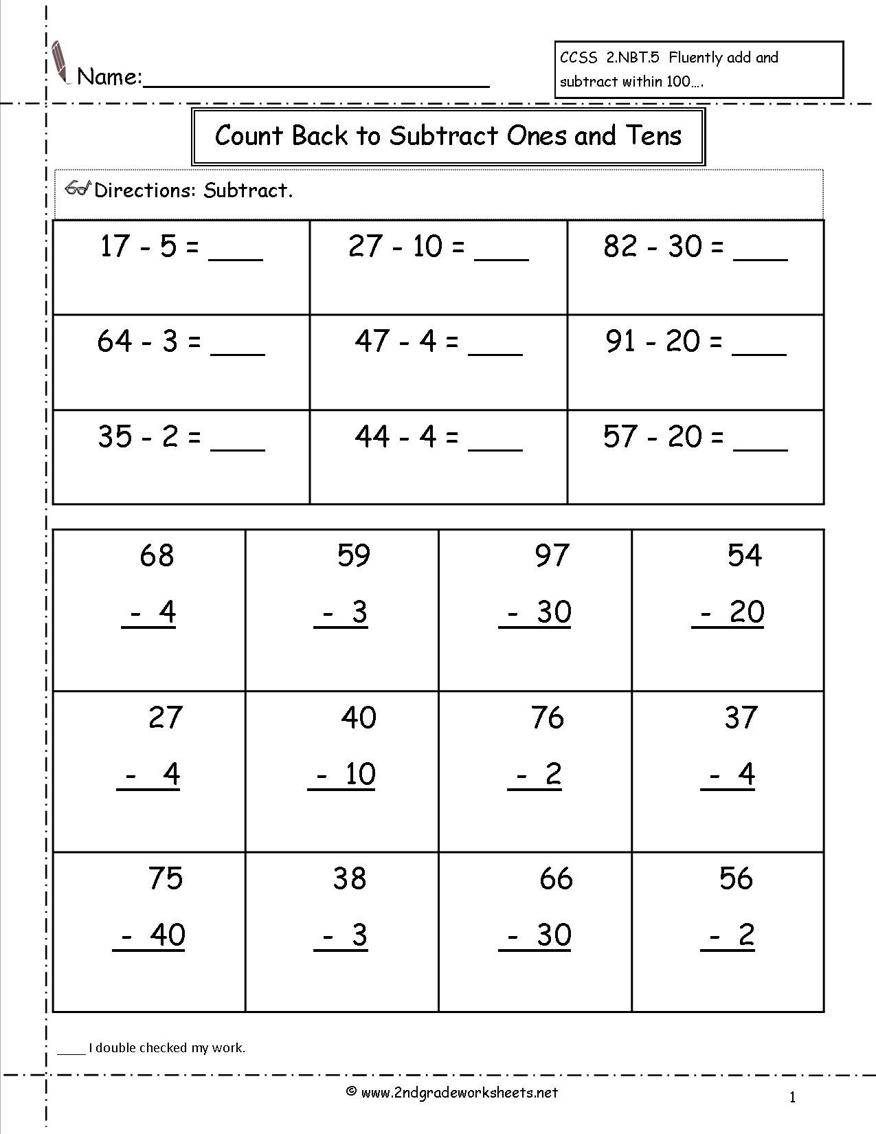 Two Digit Subtraction Worksheets - Free Printable Subtraction Worksheets