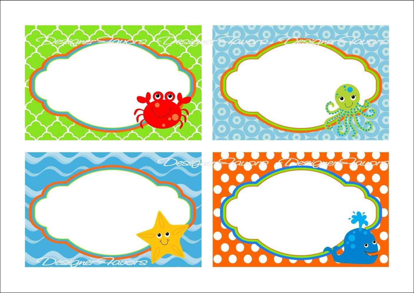 Under The Sea Food Labels Free Printable Tags - Imagestack - Free Printable Name Tags For Preschoolers