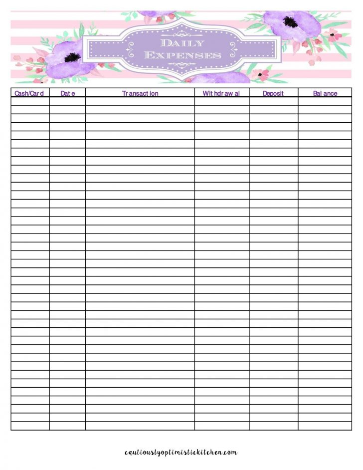 daily expense tracker printable floral